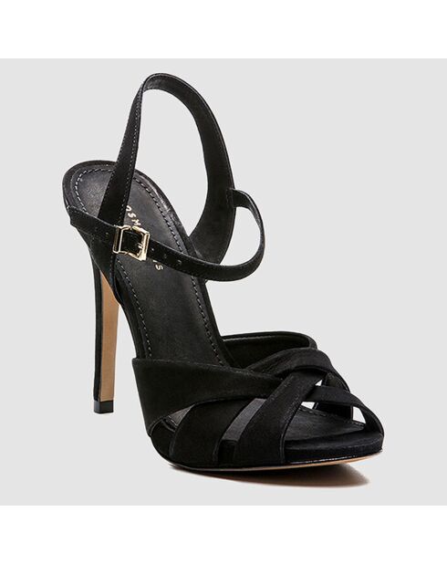 Sandales en Velours de Cuir Jiha noires - Talon 10 cm